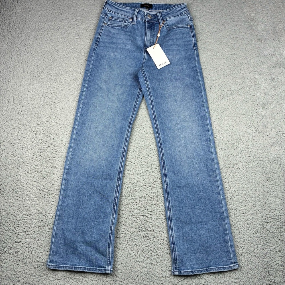 QUINCE Bella Stretch Straight Jeans Women's 26x28 Seaside Blue NWT